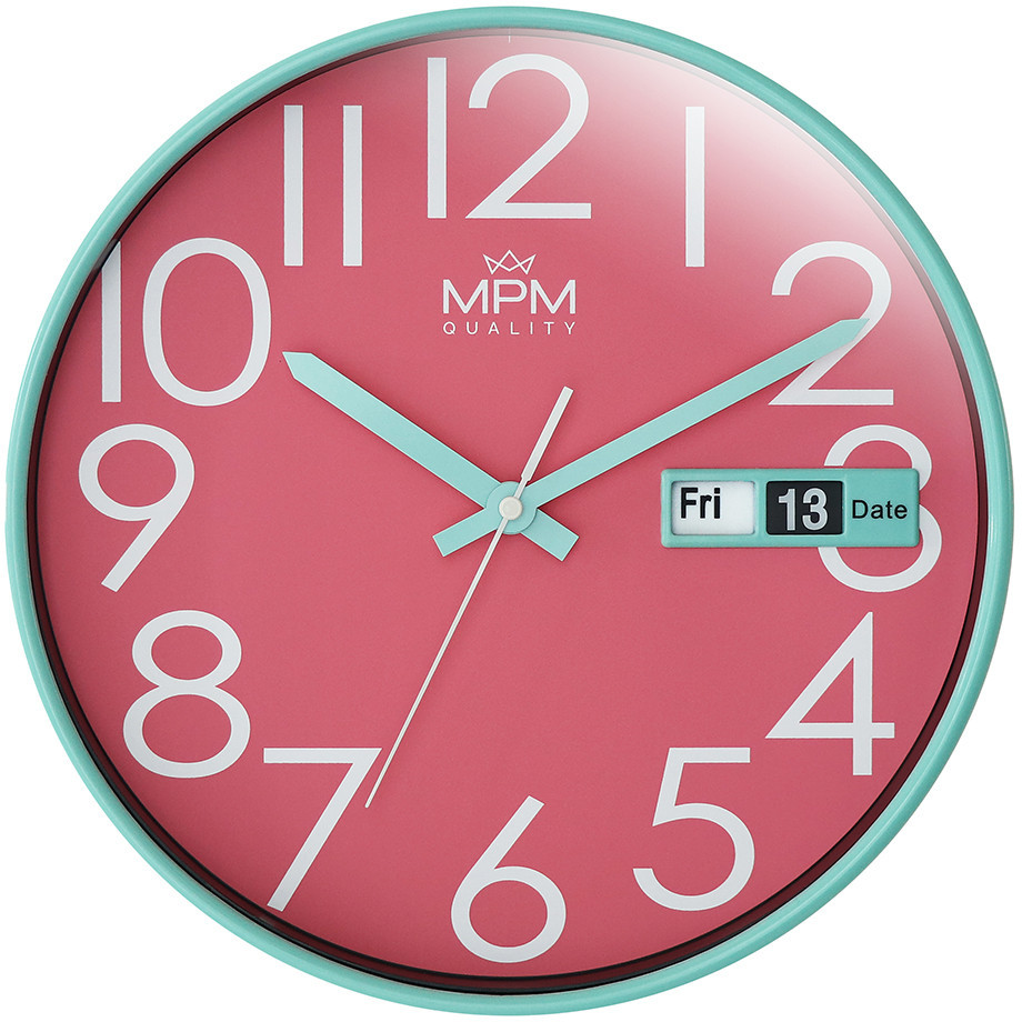 MPM Quality Nástěnné hodiny s datem a dnem v týdnu Date Style E01.4301.4323