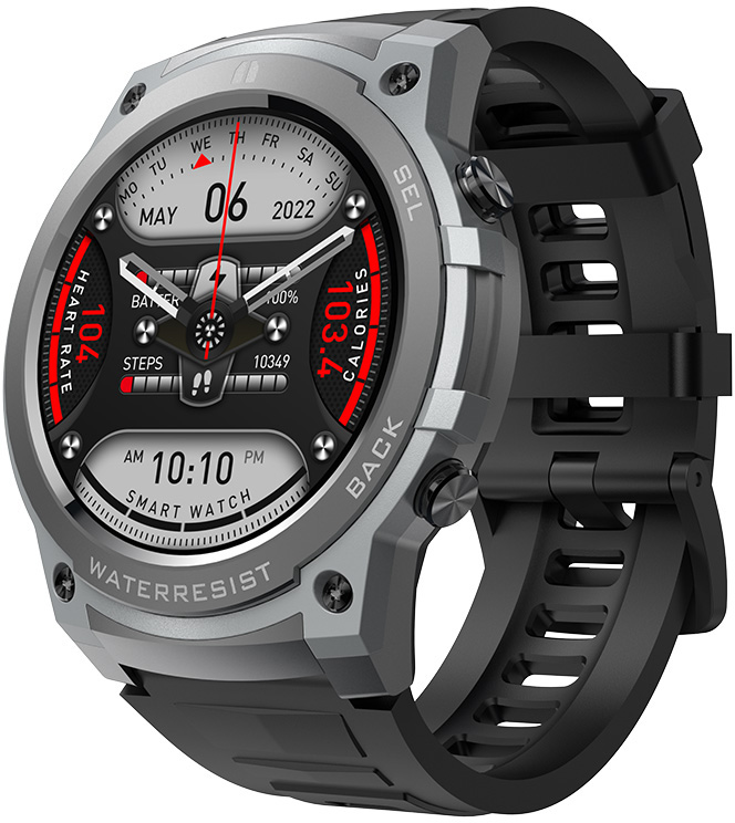 Levně Wotchi AMOLED Smartwatch DM55 – Grey – Black
