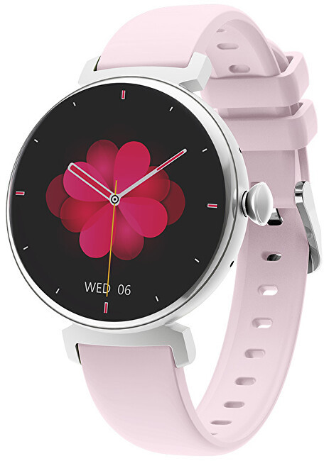 Levně Wotchi AMOLED Smartwatch DM70 – Silver - Pink