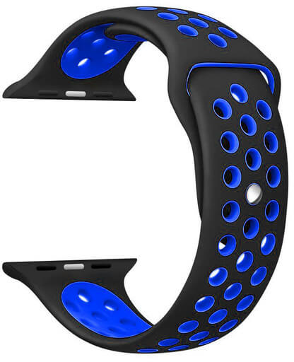 4wrist Curea Din Silicon Pentru Apple Watch - Negru / Albastru 42/44/45 Mm