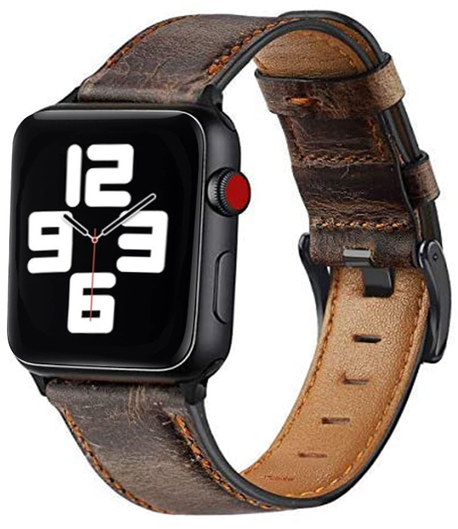 4wrist Kožený řemínek s prošíváním pro Apple Watch - Dark Brown 42/44/45 mm
