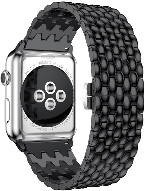 4wrist -  Ocelový tah s dračím vzorem pro Apple Watch 38/40/41 mm - Black
