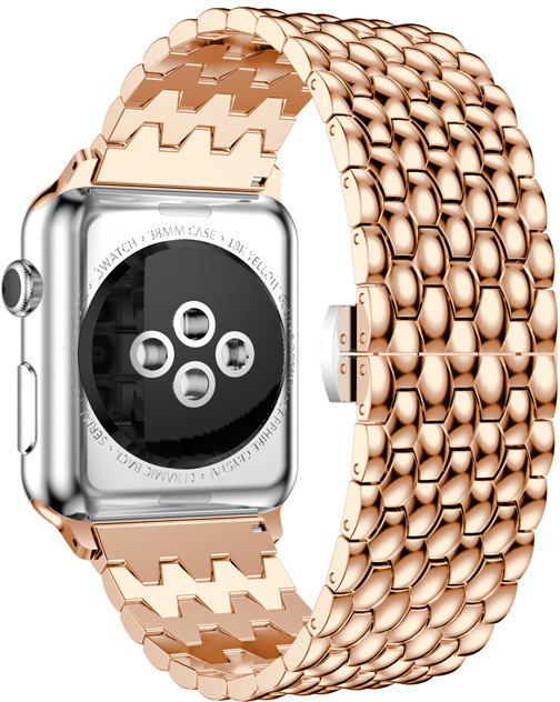 Levně 4wrist Ocelový tah s dračím vzorem pro Apple Watch 38/40/41 mm - Rose Gold