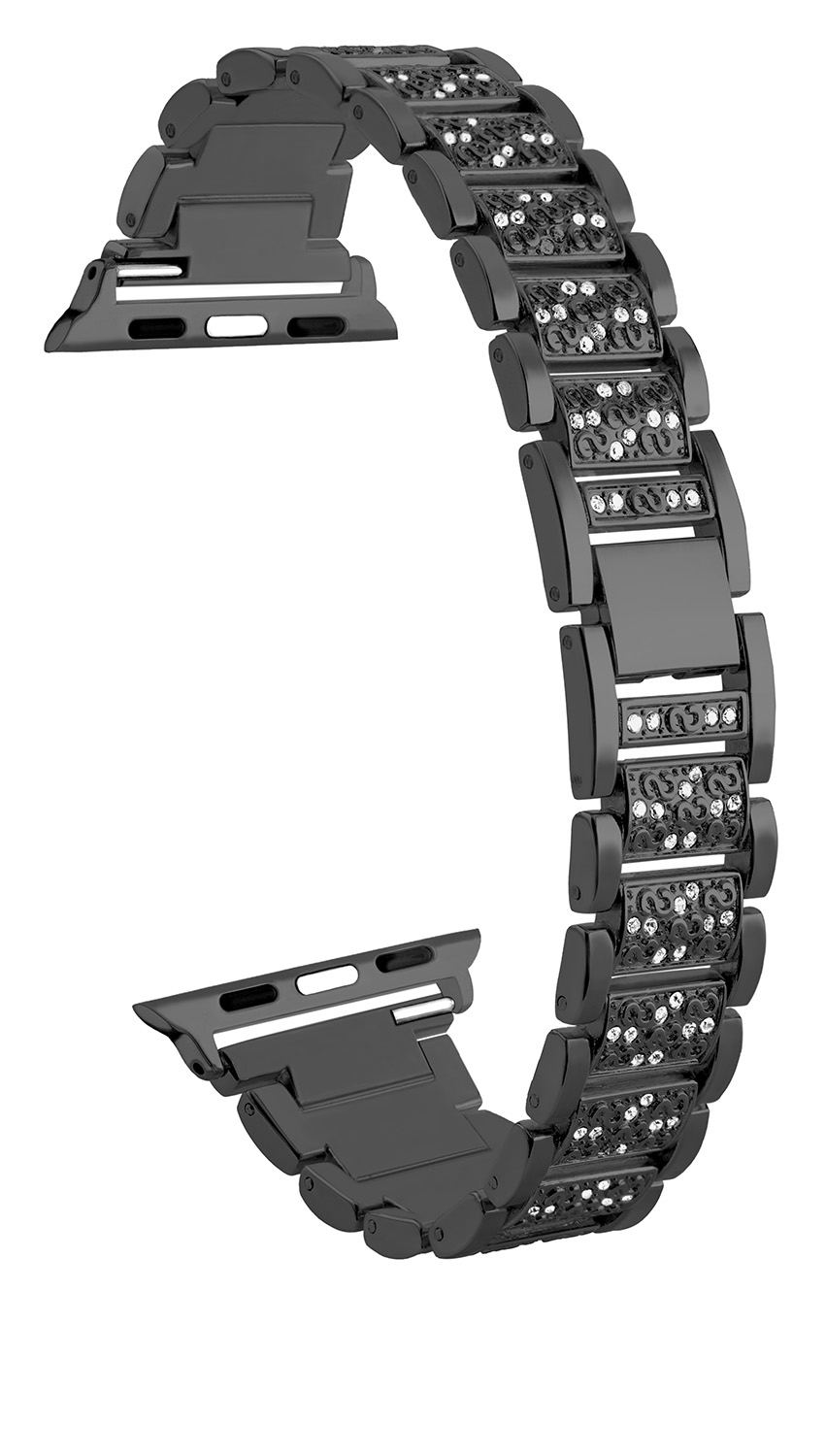 4wrist Ocelový tah s kamínky pro Apple Watch 38/40/41 mm - Black