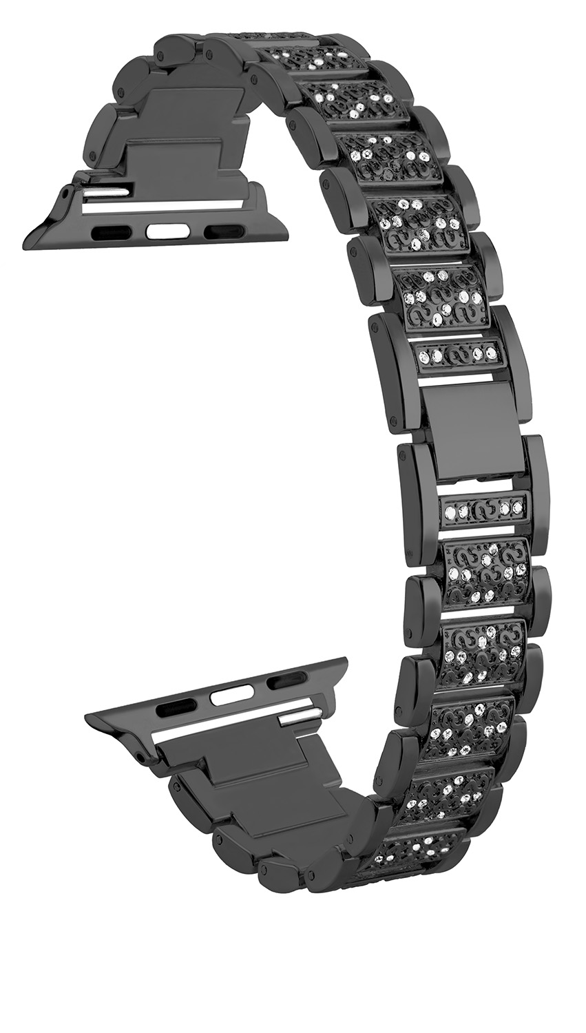 Levně 4wrist Ocelový tah s kamínky pro Apple Watch 42/44/45/49 mm - Black