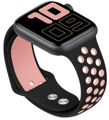 4wrist Szilikon szíj Apple Watch - Fekete/Világos rózsaszín 38/40/41 mm