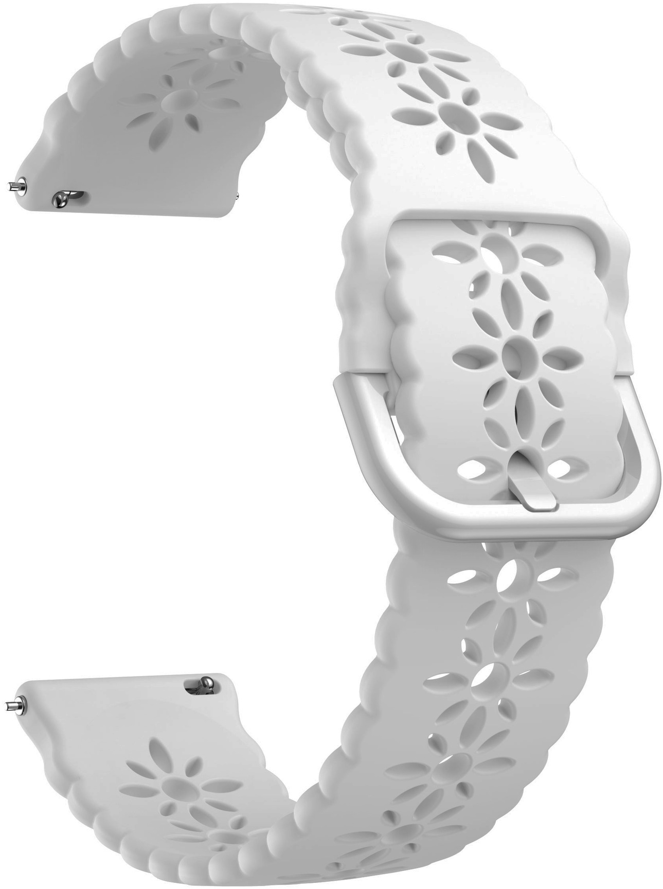 4wrist Silikonový řemínek s květinovým vzorem 20 mm - Silver