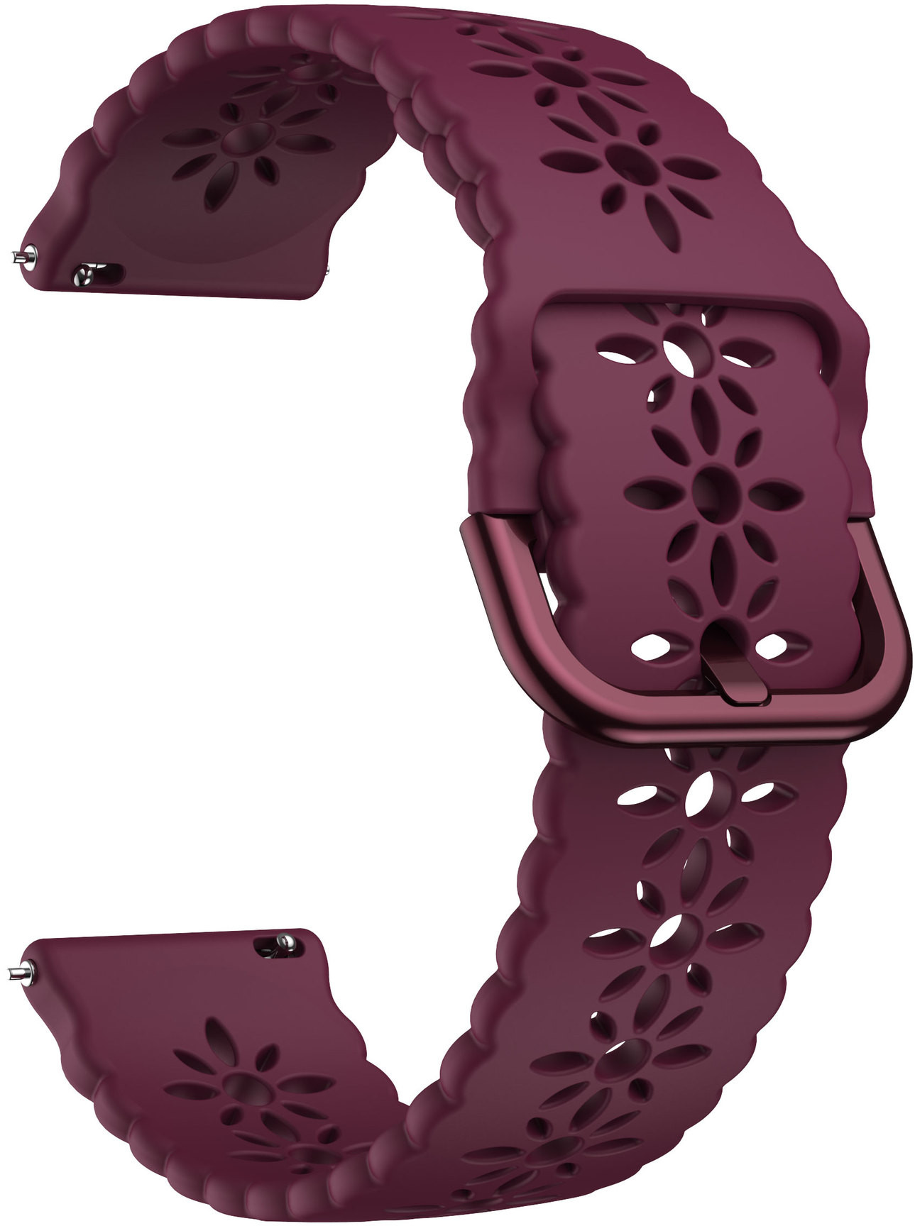 4wrist -  Silikonový řemínek s květinovým vzorem 20 mm - Wine Red