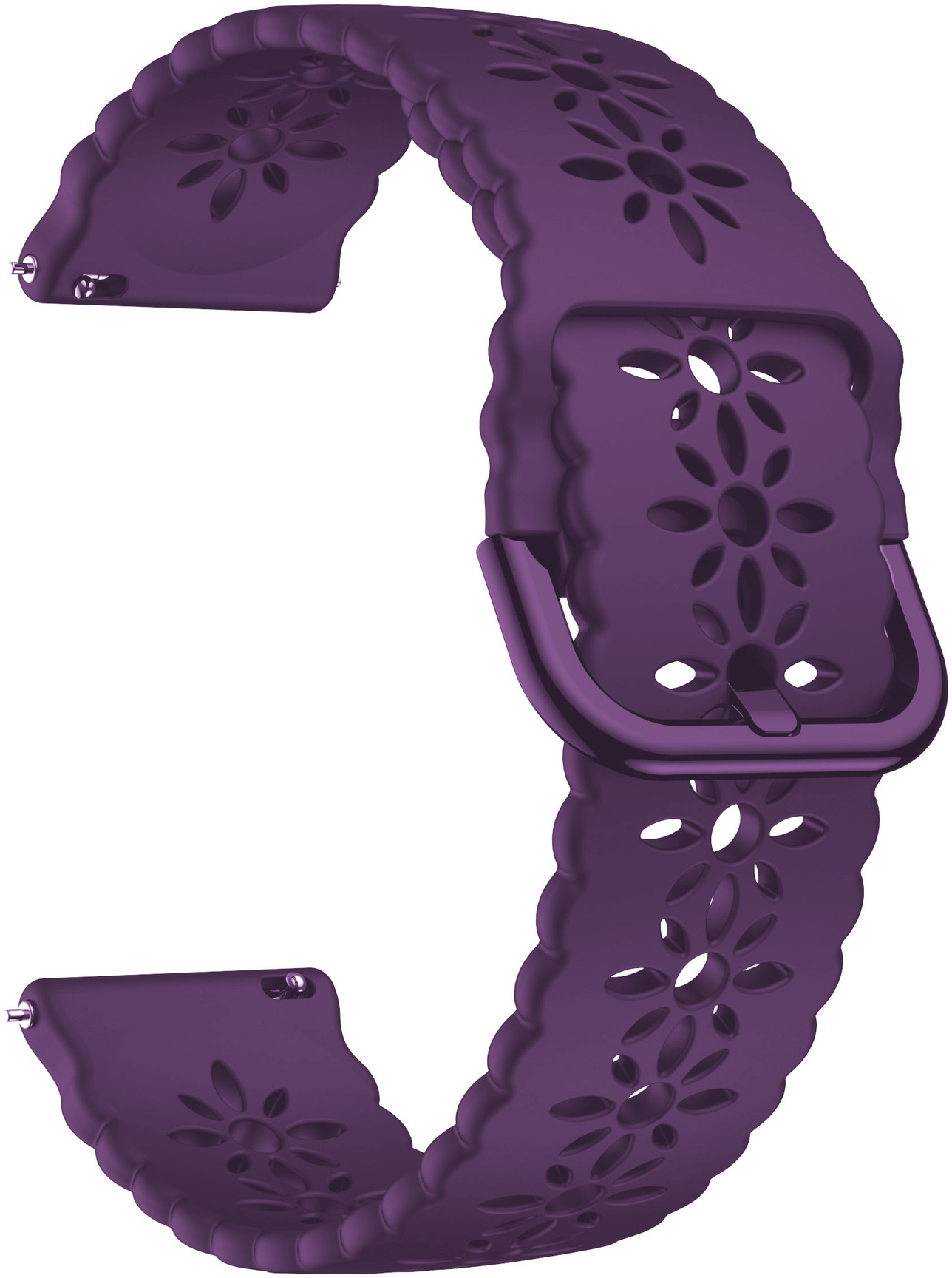 4wrist Silikonový řemínek s květinovým vzorem - Violet - 20 mm