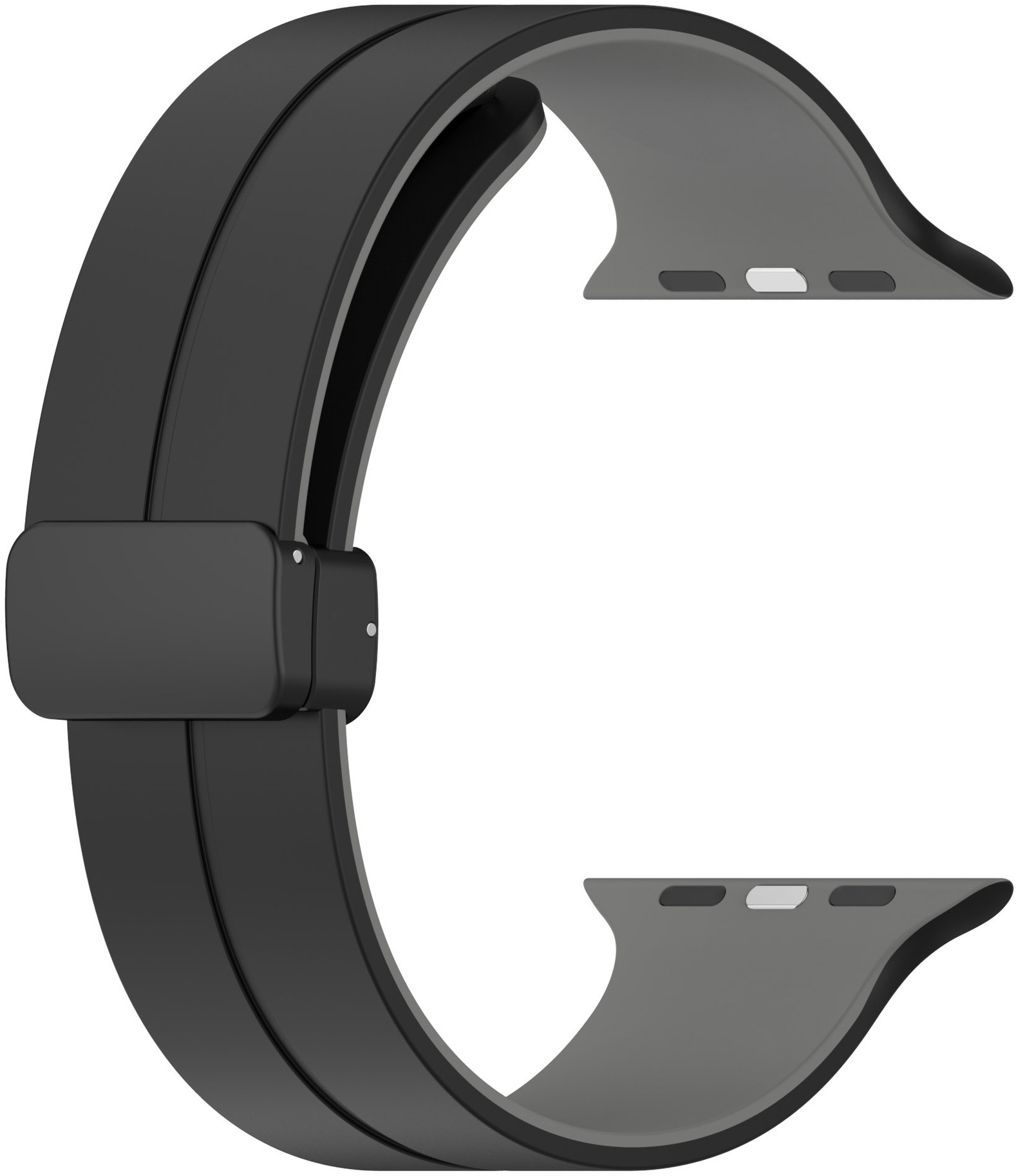 4wrist Silikonový řemínek s magnetickou sponou pro Apple Watch 42/44/45/49 mm - Black/Grey