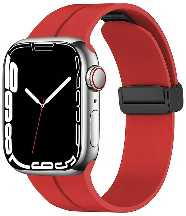 4wrist Silikonový řemínek s magnetickou sponou pro Apple Watch 42/44/45/49 mm - Red