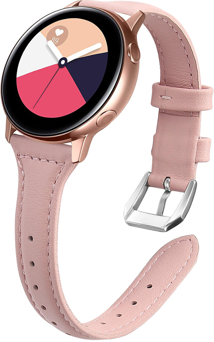 4wrist Subtire Curea Din Piele Pentru Samsung Galaxy Watch - Pink 20 Mm