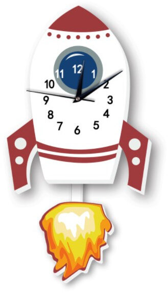 WeTime Nástěnné dřevěné hodiny - Raketa + 2 měsíce na vrácení zboží