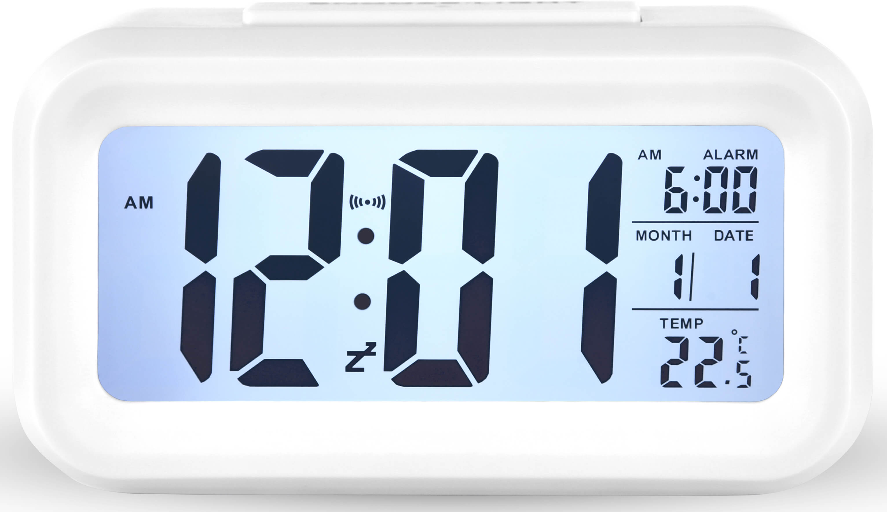 WeTime Stolní digitální hodiny s budíkem - bílé + 2 měsíce na vrácení zboží
