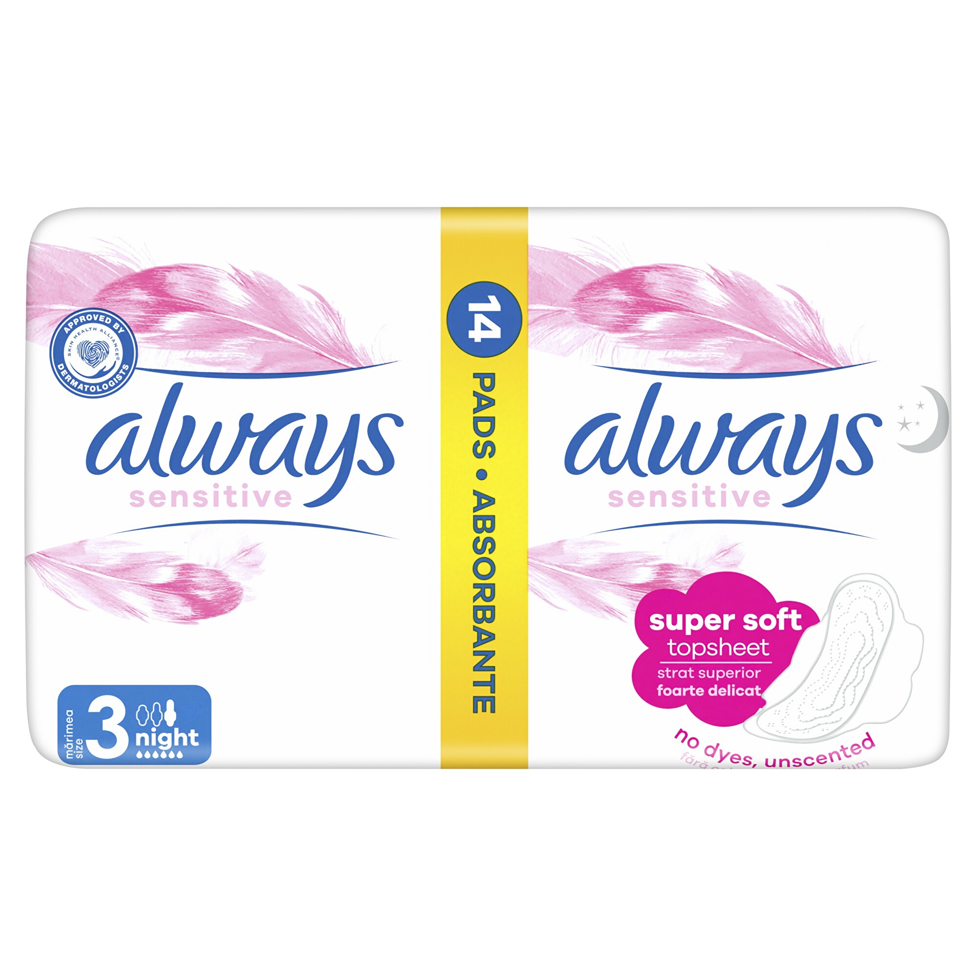 Always Nočné hygienické vložky Ultra Sensitive Night Duo 14 ks