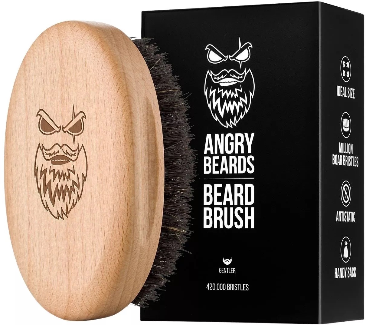 Angry Beards Dřevěný kartáč na vousy Gentler (Beard Brush)