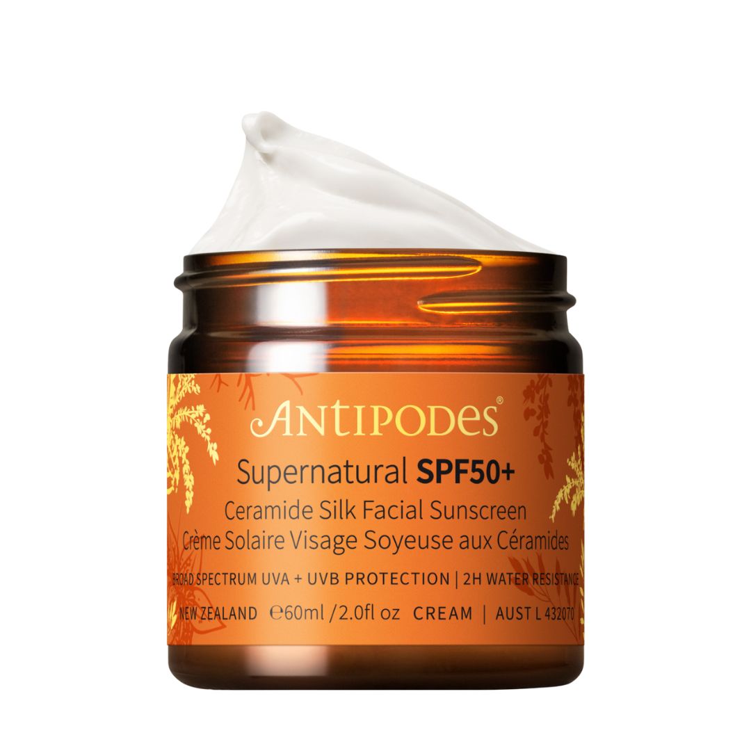 Antipodes Jemný opaľovací krém na tvár SPF 50+ Supernatural (Ceramide Silk Facial Sunscreen) 60 ml