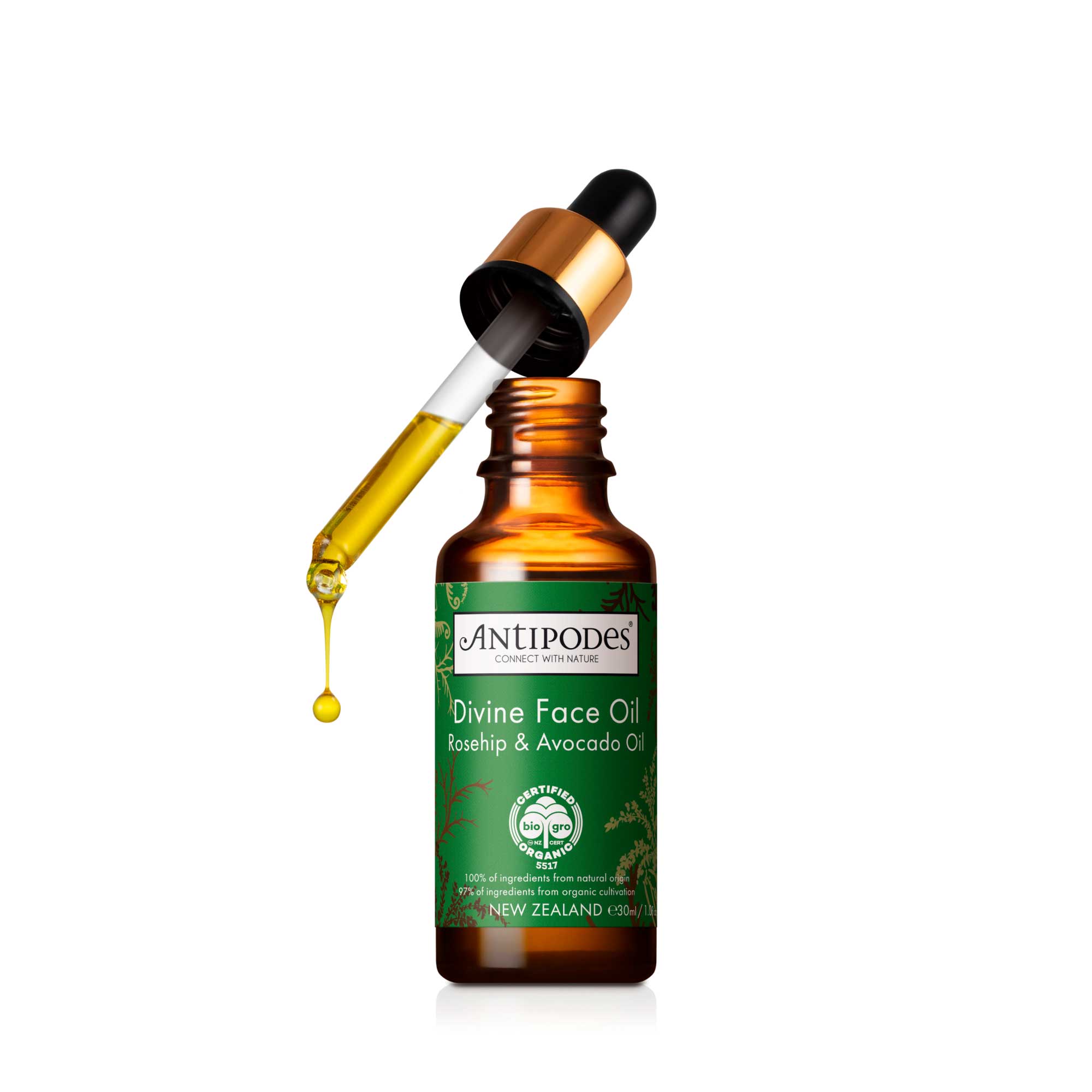 Antipodes Ulei de îngrijire pentru ten obosit și stresat Divine Face Oil (Rosehip & Avocado Oil) 30 ml