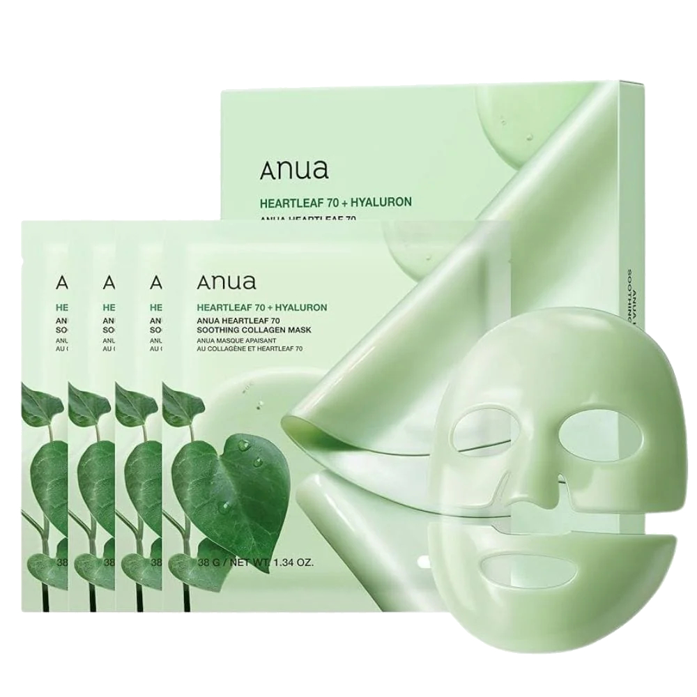 Anua Súprava masiek Heartleaf 70 Soothing Collagen Mask 4 x 38 g