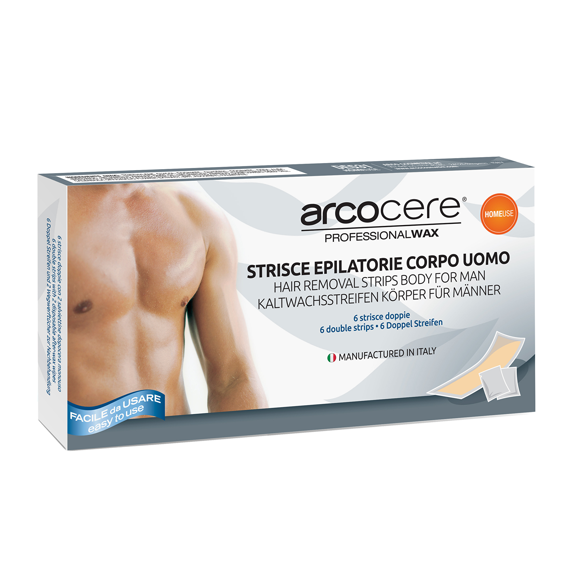 Zobrazit detail výrobku Arcocere Voskové epilační pásky na tělo pro muže (Hair-Removing Strips) 6 ks