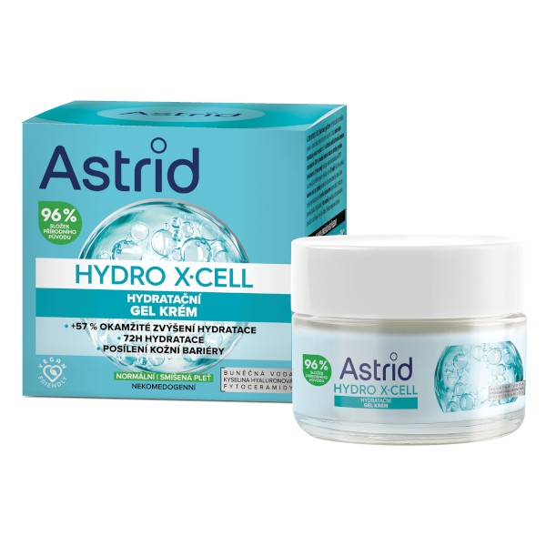 Levně Astrid Hydratační gel krém pro normální až smíšenou pleť Hydro X-Cell 50 ml