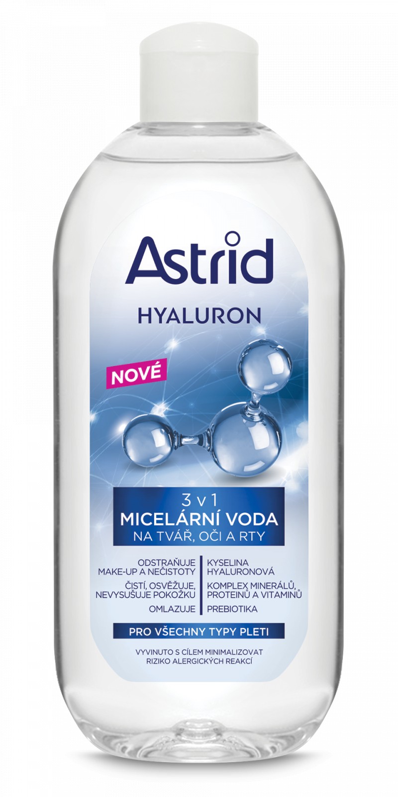 Astrid Micelární voda na tvář, oči a rty 3v1 Hyaluron 400 ml