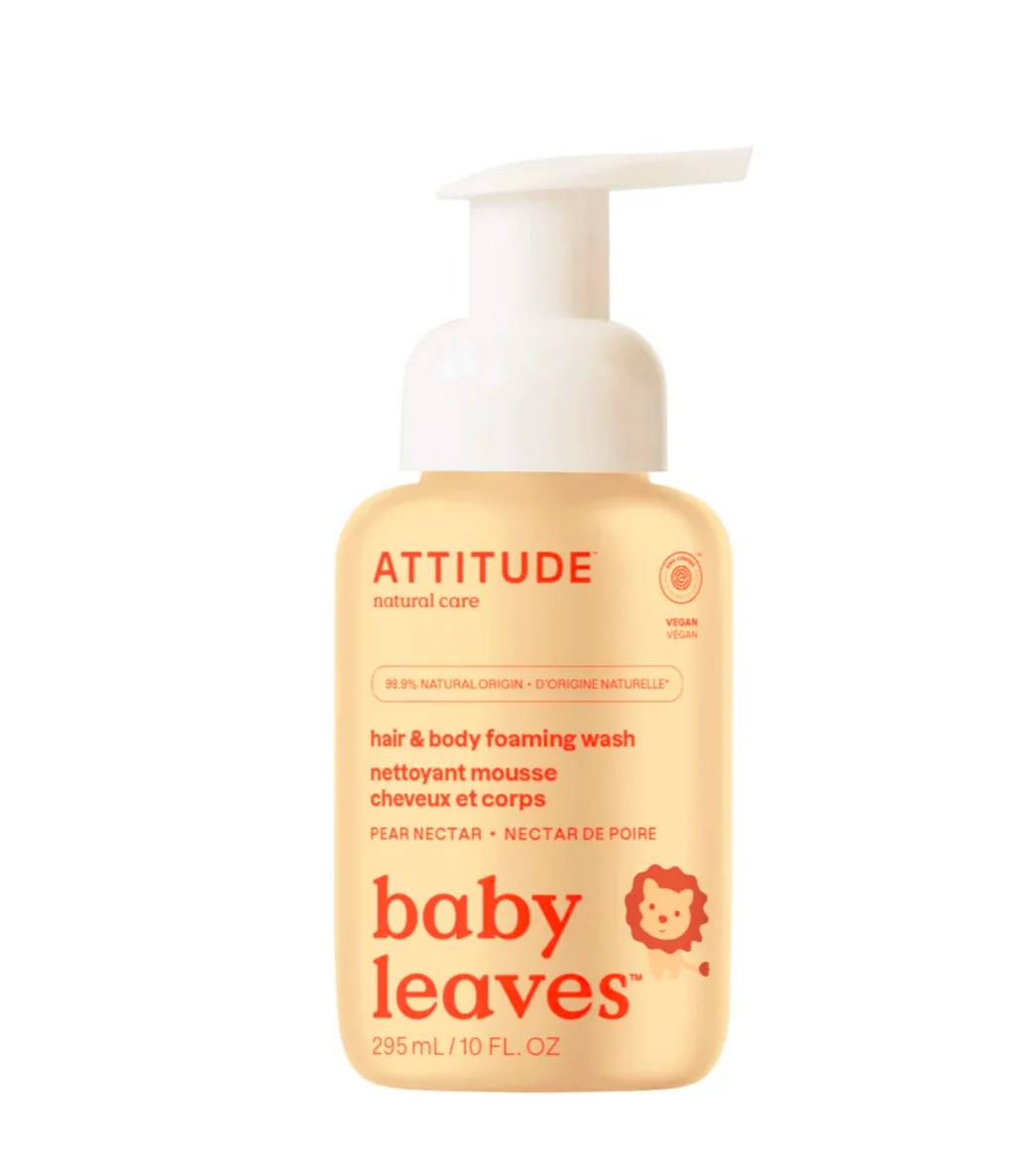 Attitude Spumă de curățare pentru copii pentru corp și păr cu aromă de suc de pere Baby Leaves (Hair & Body Foaming Wash) 295 ml