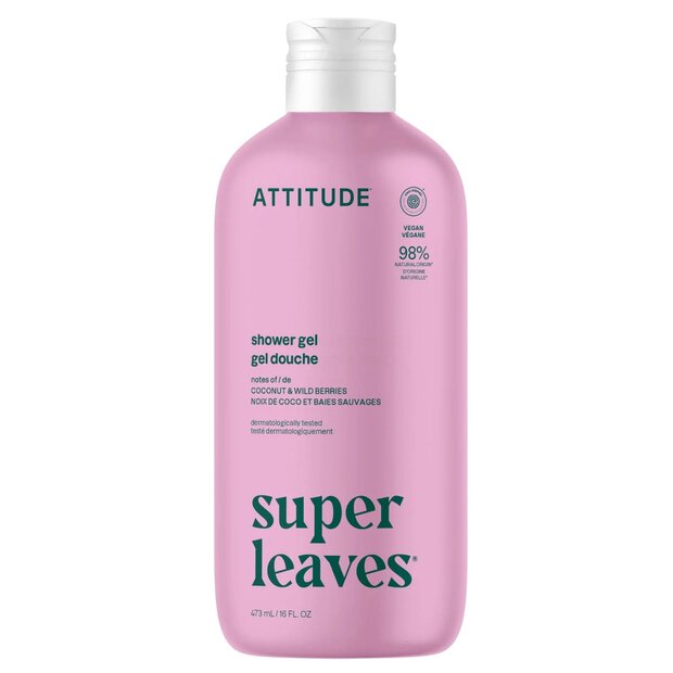 Attitude Sprchový gél Super Leaves Kokos a lesné plody 473 ml
