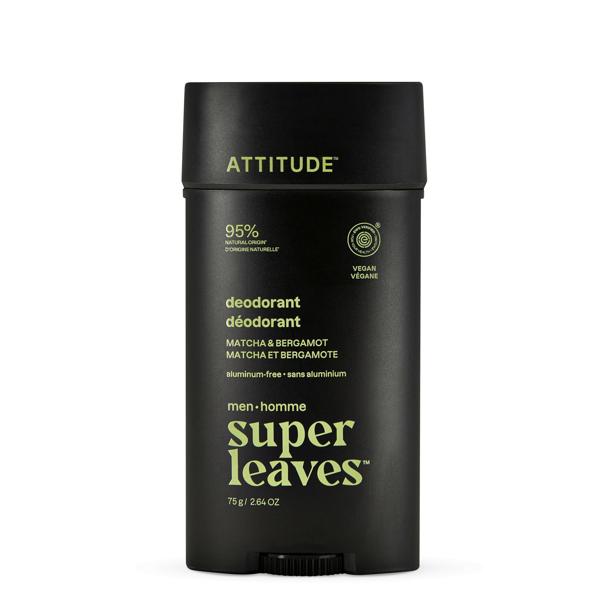Attitude Prírodný pánsky dezodorant Super Leaves Matcha & Bergamot (Dezodorant) 75 g