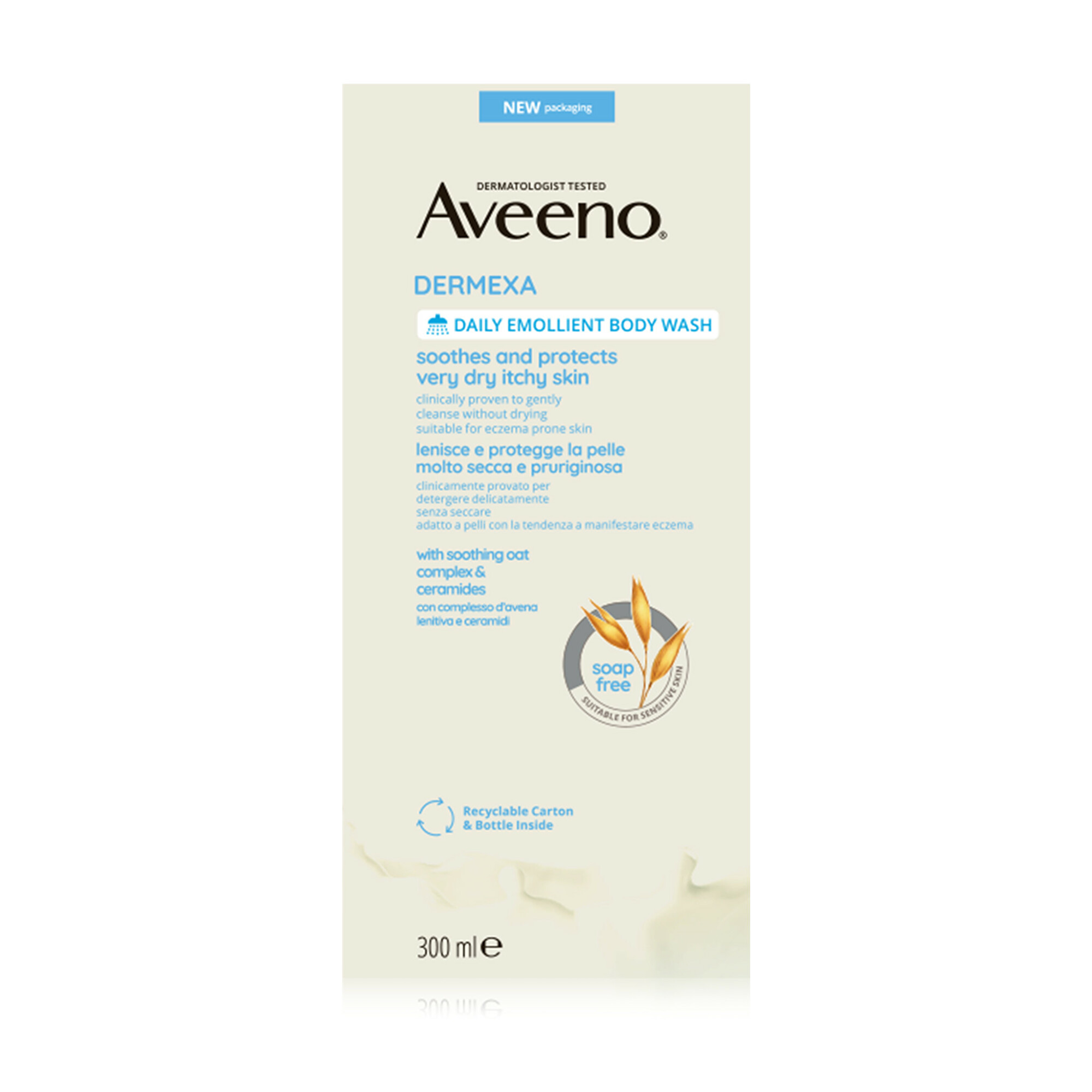 Aveeno Parfümmentes bőrpuhító tusfürdő Dermexa (Daily Emollient Body Wash) 300 ml