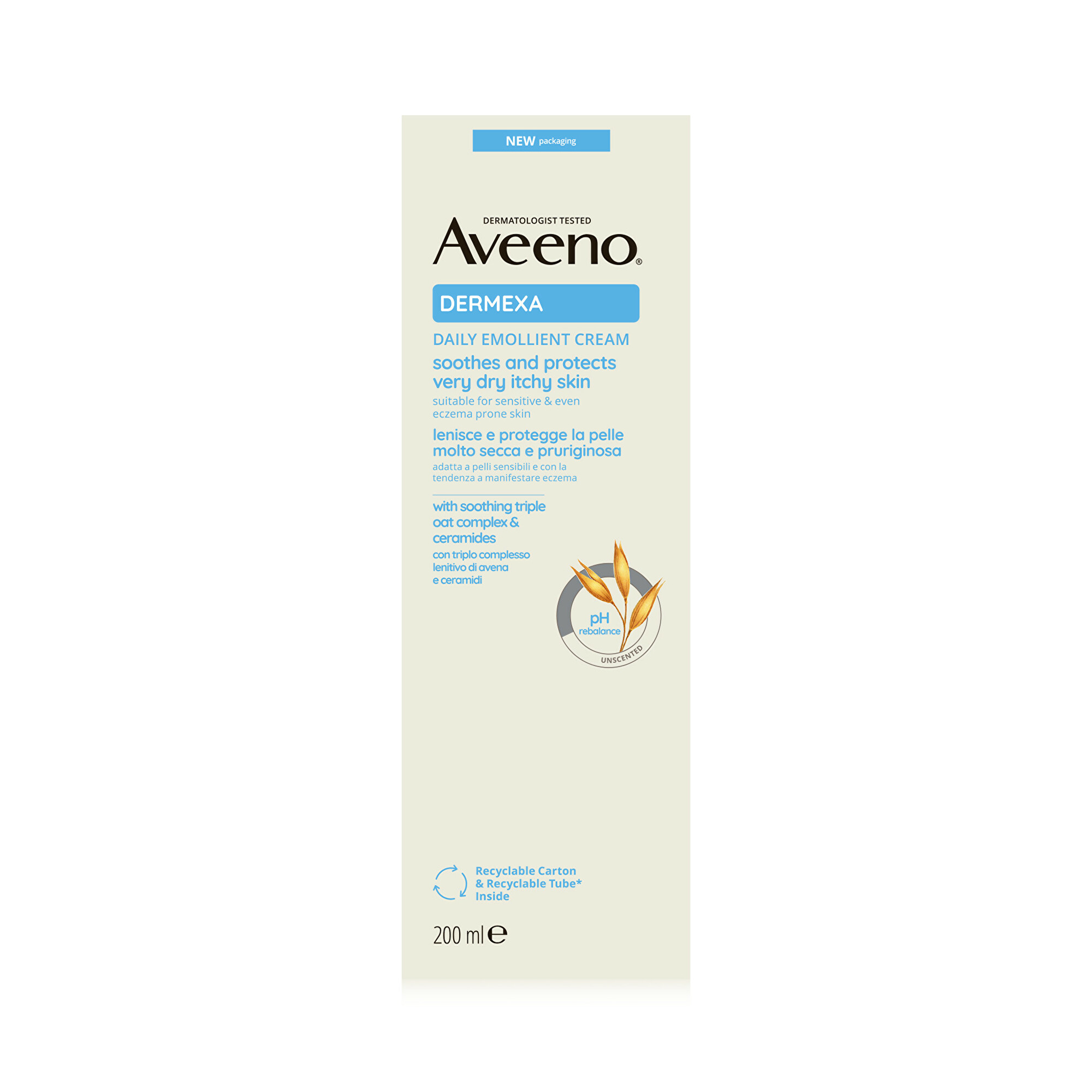 Aveeno Emolienční tělový krém bez parfemace Dermexa (Daily Emollient Cream) 200 ml