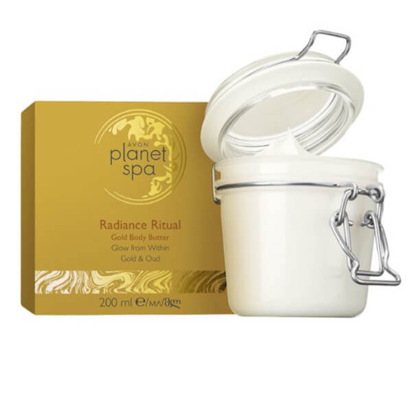 Avon Rozjasňující tělový krém se zlatými částečkami Planet Spa Radiance Ritual (Golden Body Butter) 200 ml