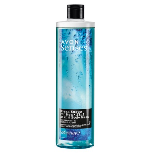 Avon Sprchový gel na tělo a vlasy pro muže s vůní moře a máty (Hair & Body Wash) 500 ml