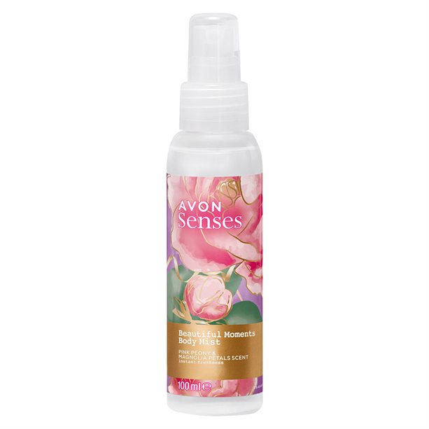 Avon Tělový sprej s vůní růžové pivoňky a magnolie Senses (Body Mist) 100 ml
