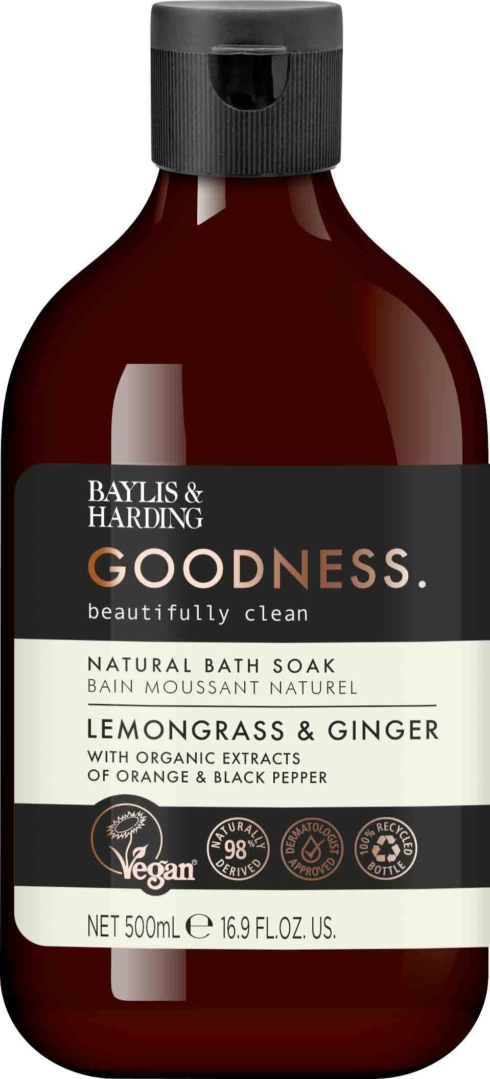 Baylis & Harding Pěna do koupele Citronová tráva a zázvor Goodness (Natural Bath Soak) 500 ml