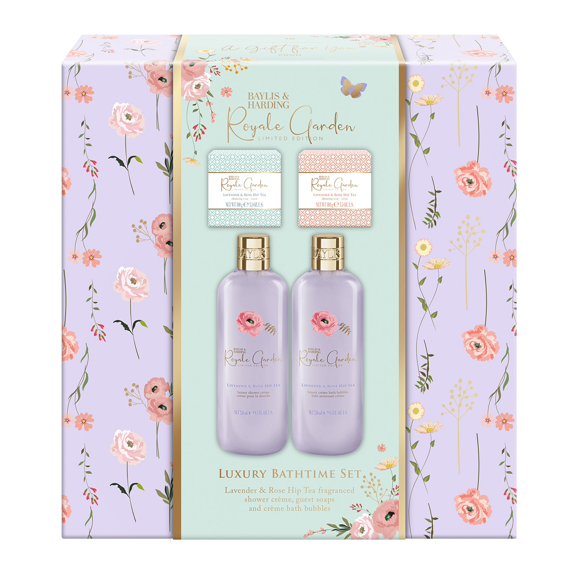 Baylis & Harding Darčeková sada Levanduľa & Šípkový čaj Set 4 ks