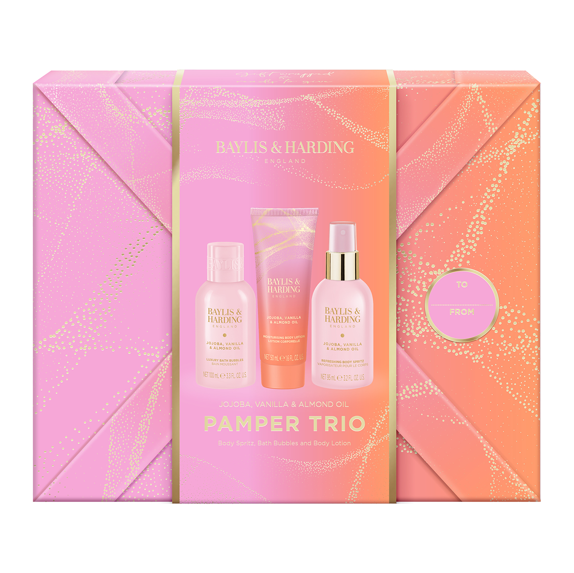 Baylis & Harding Sada starostlivosti o telo Jojoba, Vanilka & Mandľový olej 3 ks