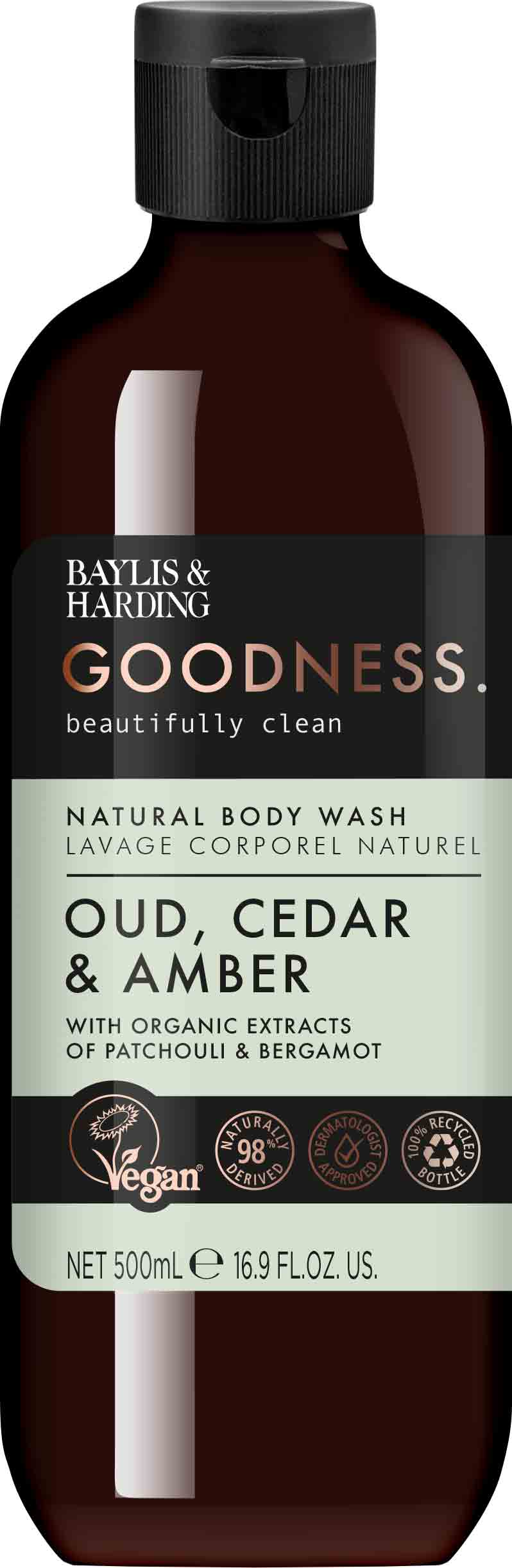 Baylis & Harding Sprchový gél Oud, céder a ambra Goodness Natural Body Wash 500 ml