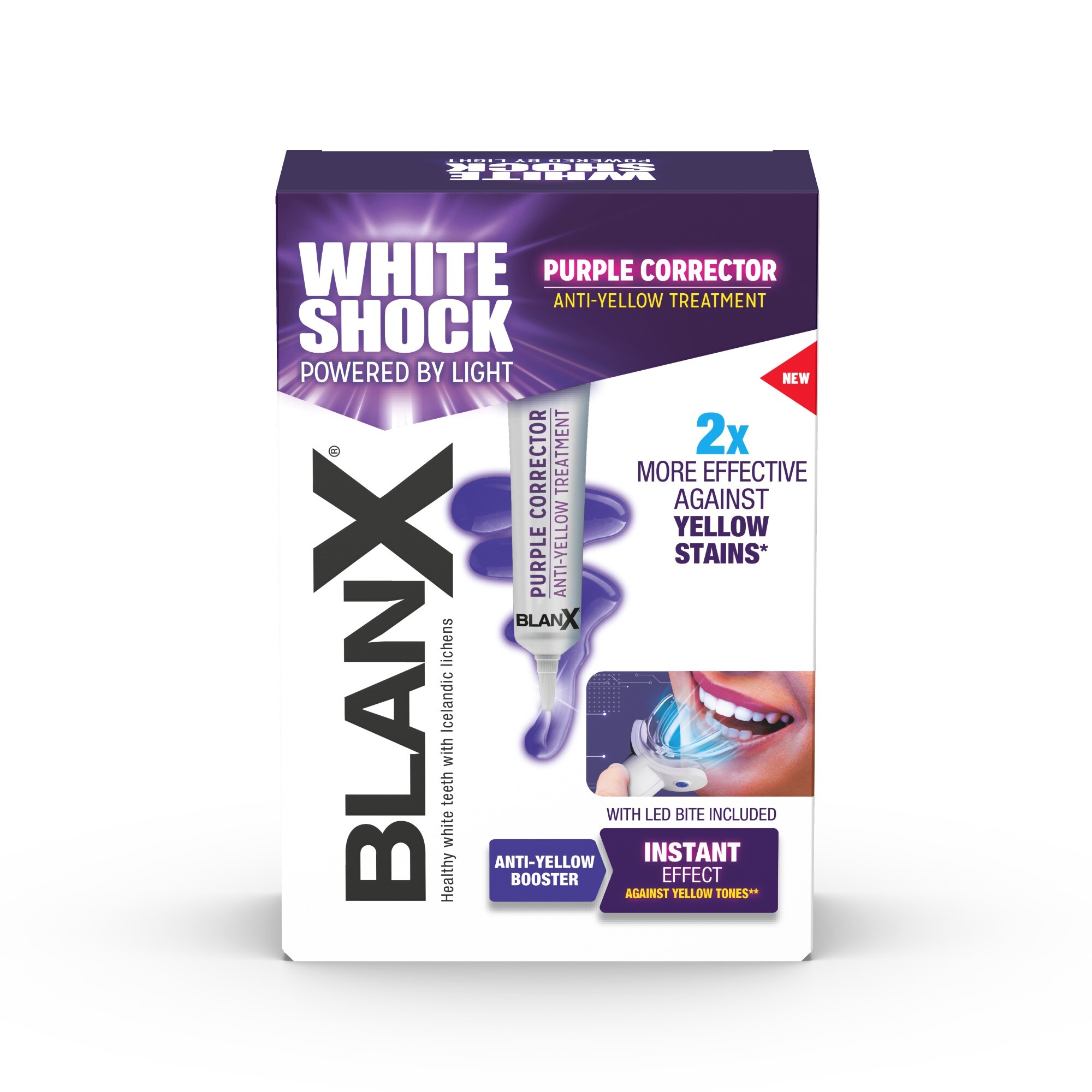 BlanX Sada na bělení zubů White Shock Purple Treatment + LED 20 ml