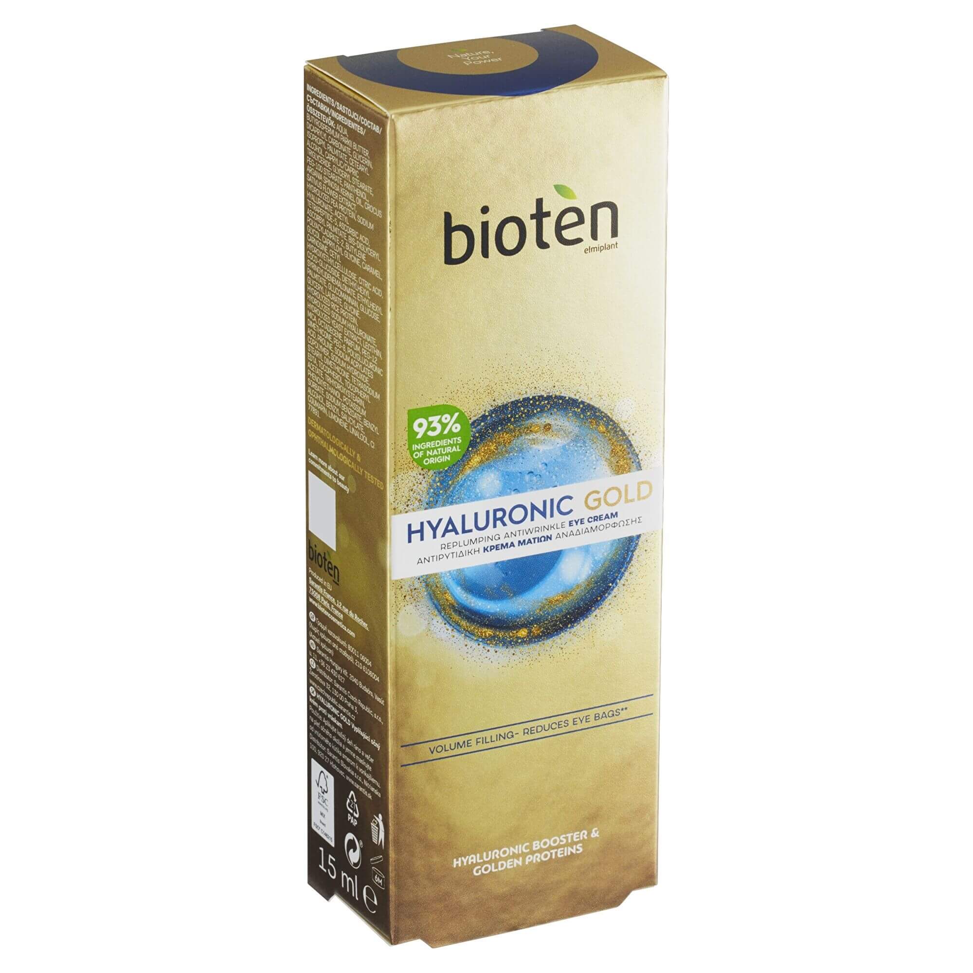 bioten Vyplňující oční krém Hyaluronic Gold (Replumping Antiwrinkle Eye Cream) 15 ml