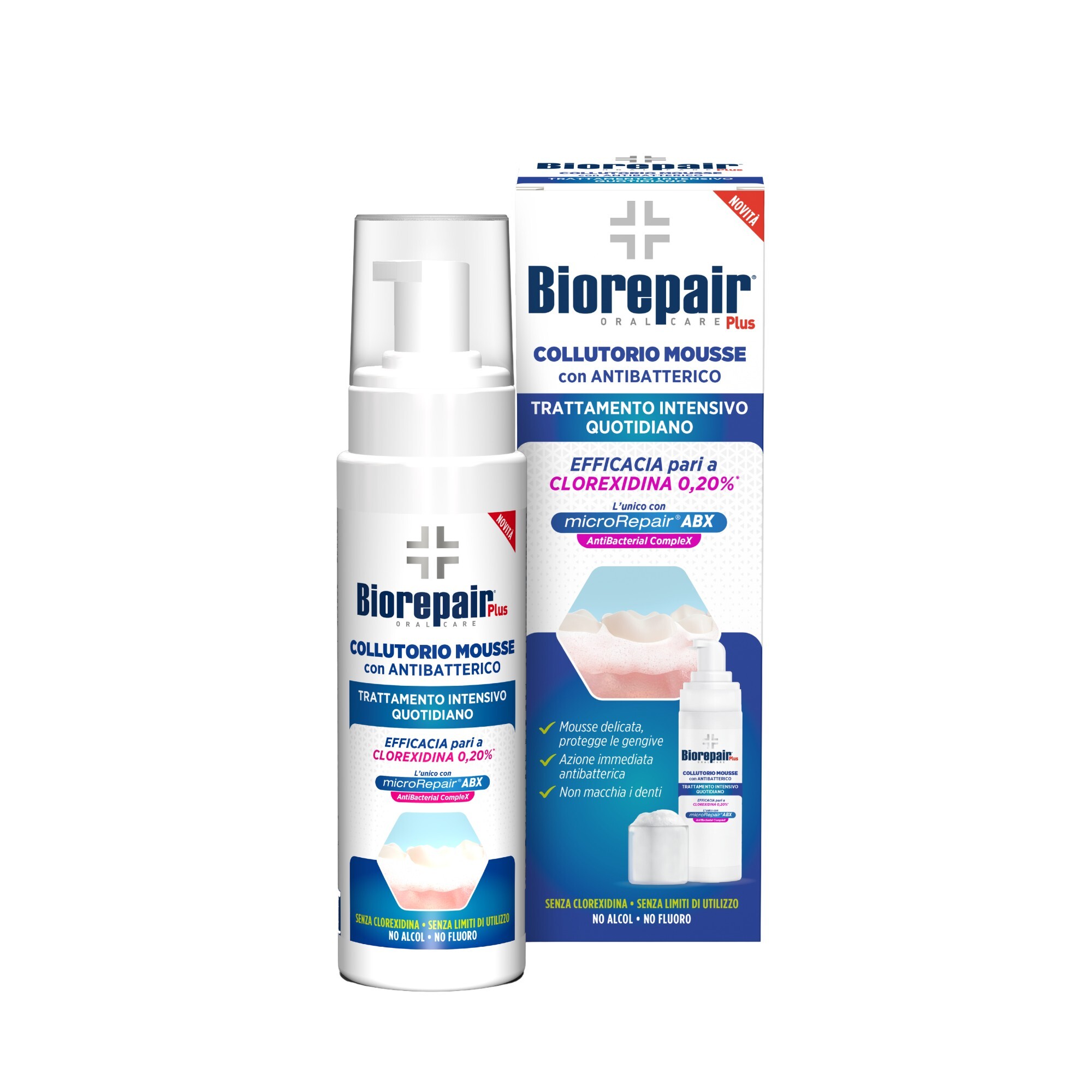 Biorepair Plus Collutorio Mousse ústní voda proti zubnímu plaku 200 ml