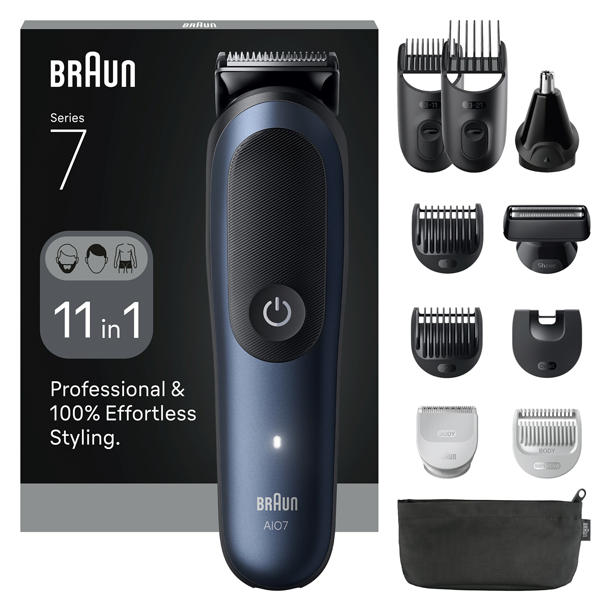 Braun Multifunkčný zastrihávač 11v1 Series 7 AIO7540 Dark Blue