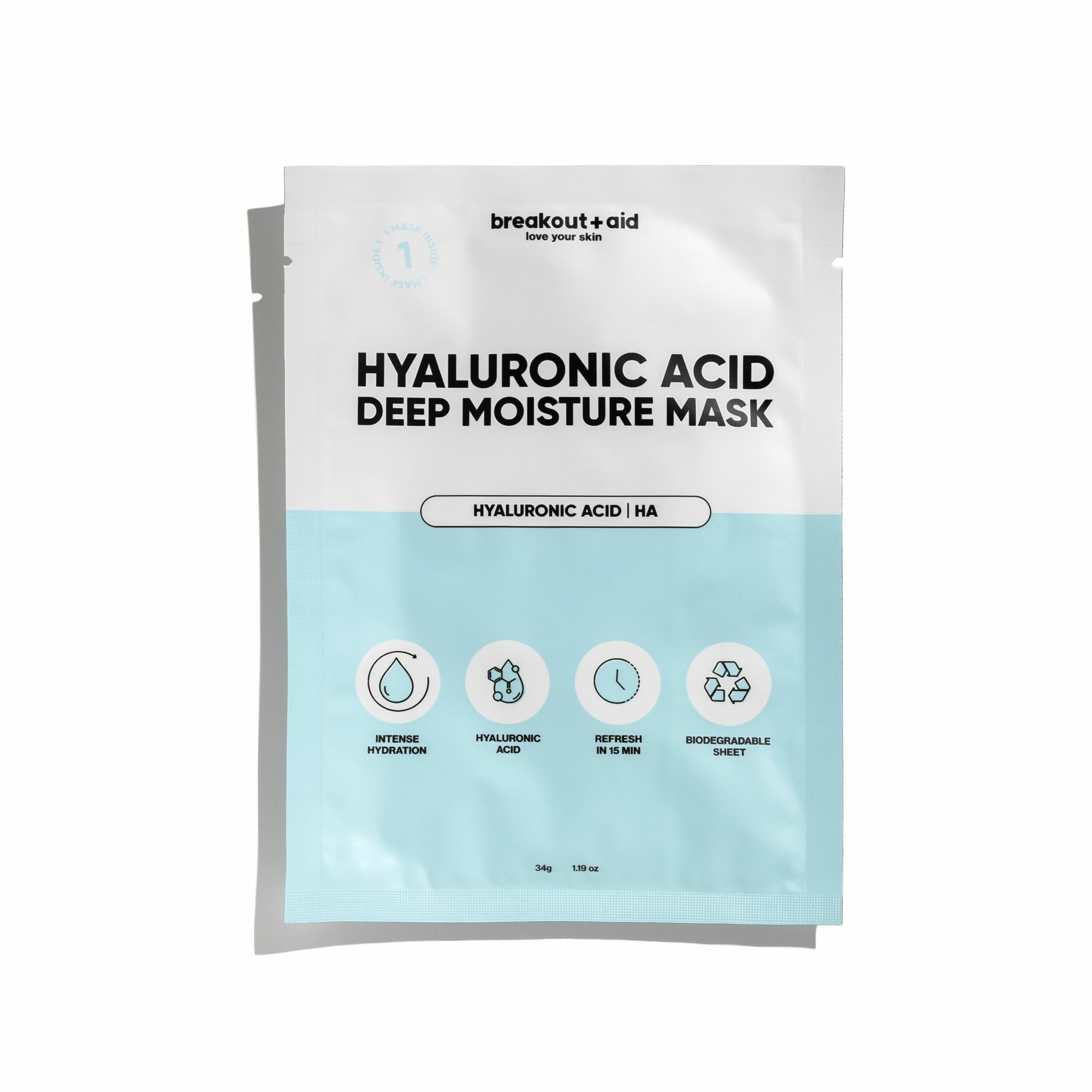 Breakout+aid Hydratačná maska s kyselinou hyalurónovou Moisture Mask 34 g