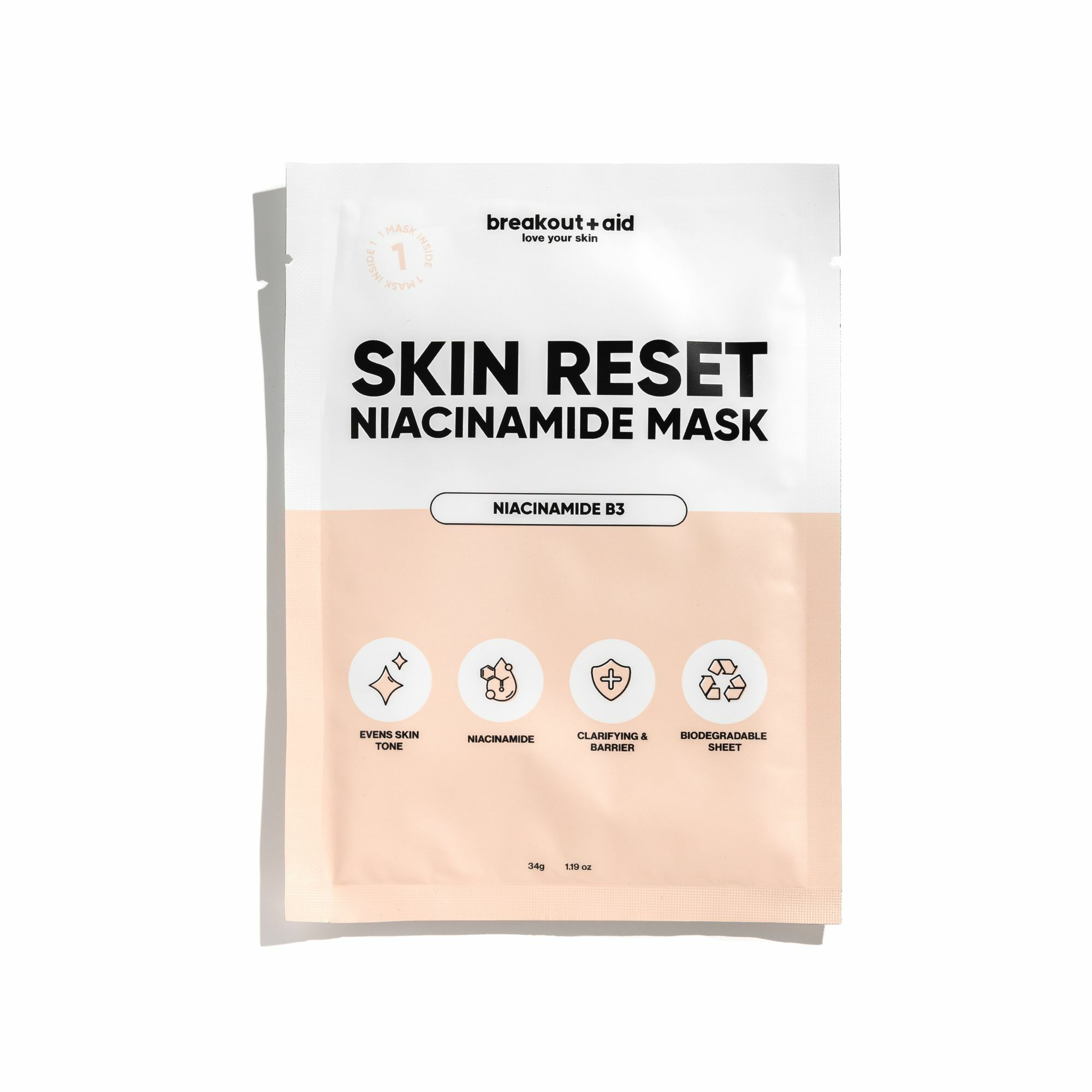 Breakout+aid Upokojujúca maska s niacínamidom Niacinamide Mask 34 g