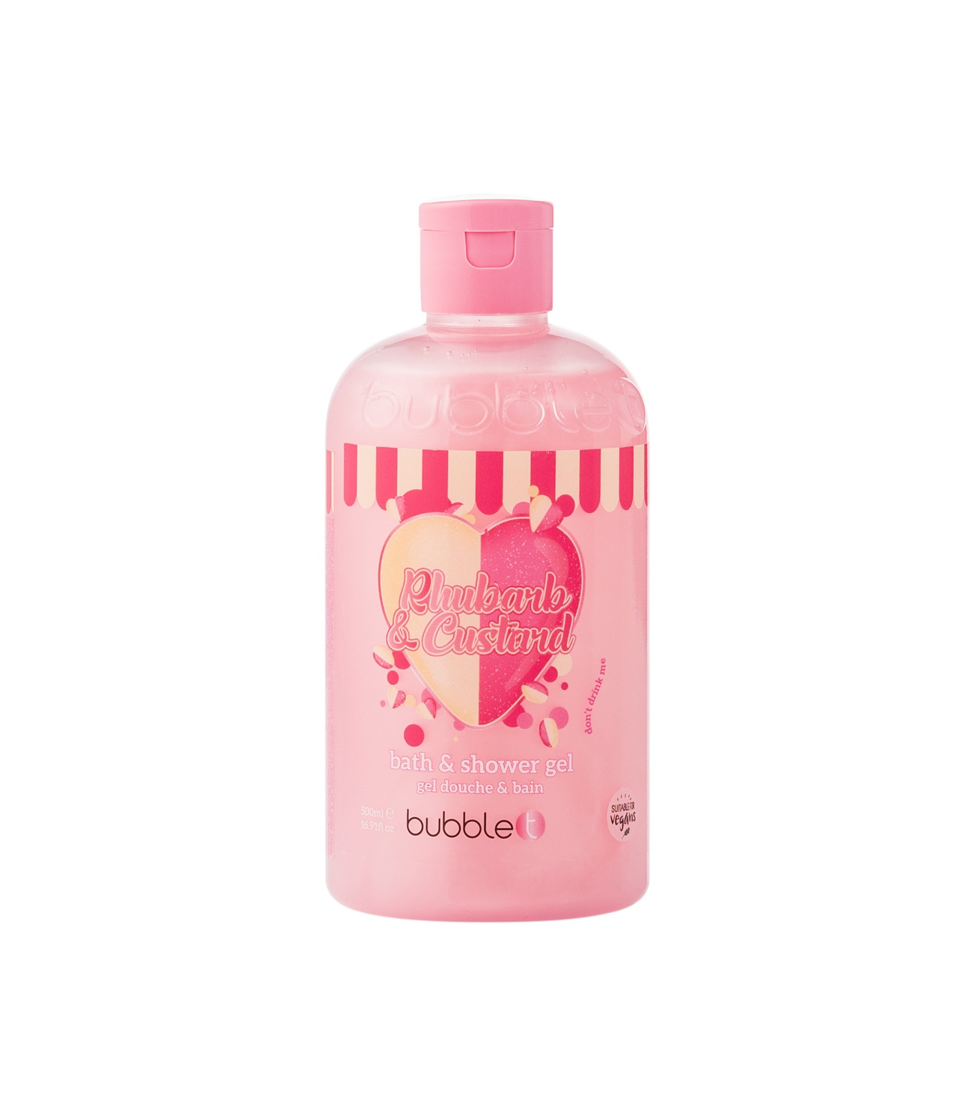Bubble T Cosmetics Sprchový a koupelový gel Rhubarb and Custard (Bath & Shower Gel) 500 ml