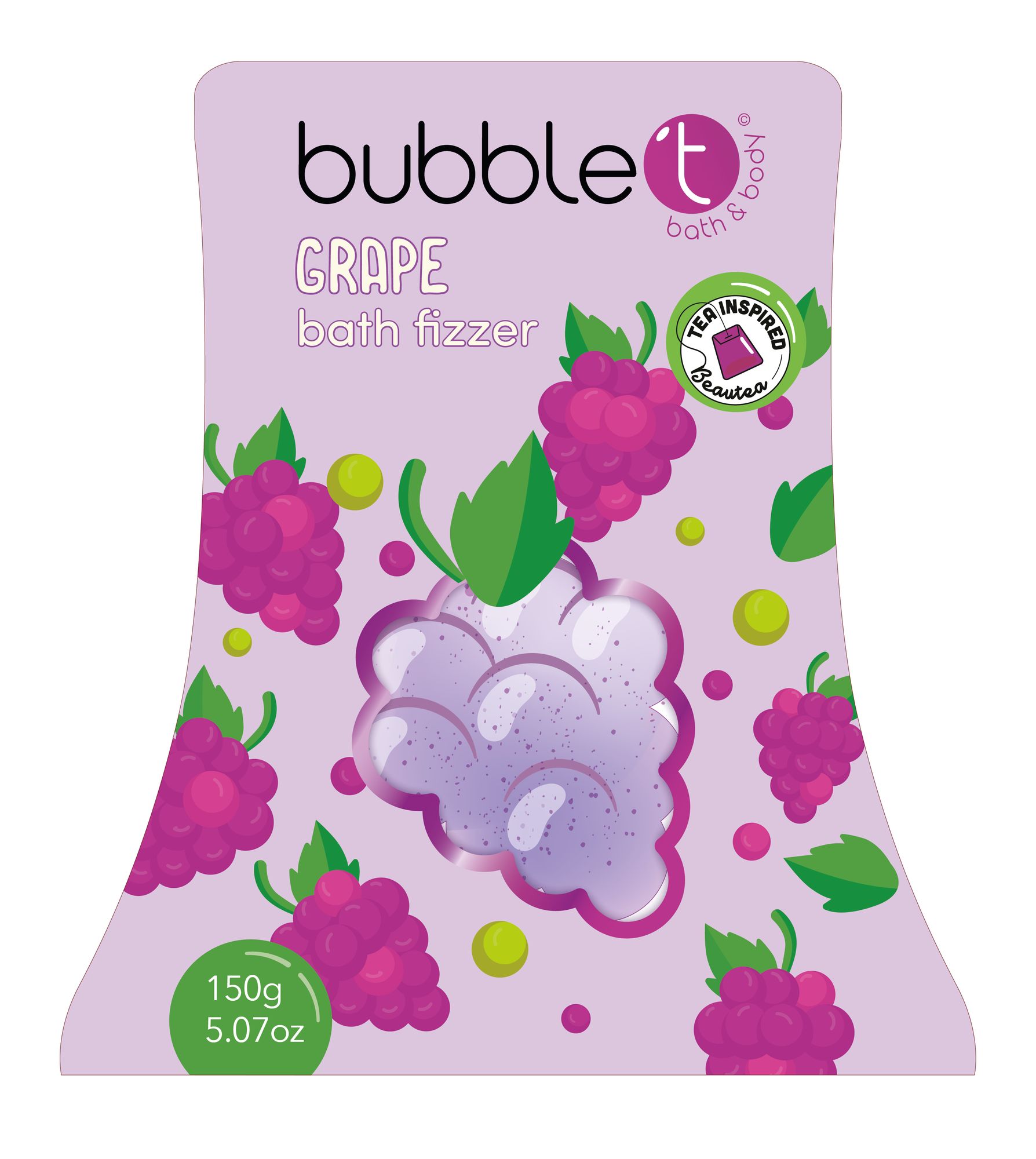 Bubble T Cosmetics Šumivá bomba do koupele Grape (Bath Fizzer) 150 g
