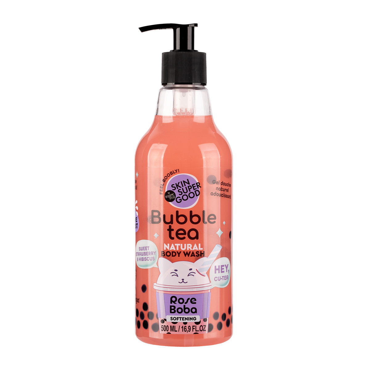 Organic Shop Zjemňujúci sprchový gél Bubble Tea Rose Boba (Body Wash) 500 ml