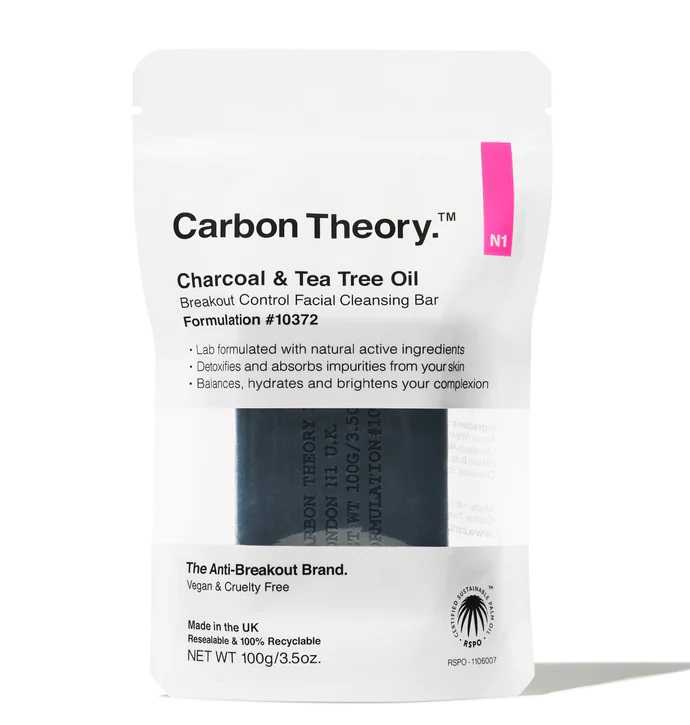 Levně Carbon Theory Čisticí pleťové mýdlo Charcoal & Tea Tree Oil Breakout Control (Facial Cleansing Bar) 100 g