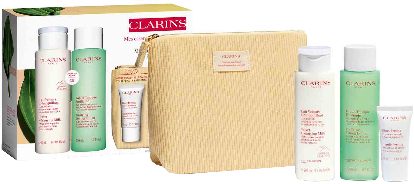 Clarins Dárková sada péče pro smíšenou až mastnou pleť My Cleansing Essentials For Combination To Oily Skin