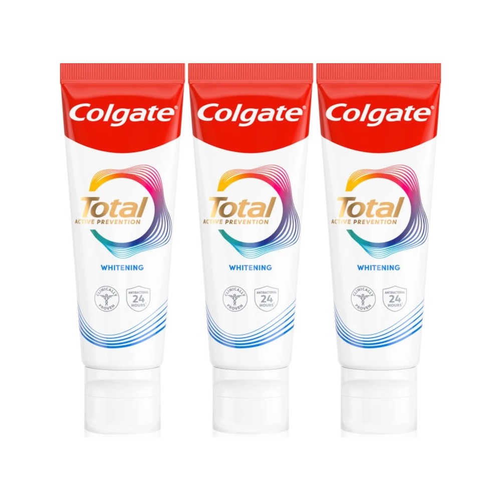 Colgate Bieliaca zubná pasta Total Whitening Trio 3 x 75 ml